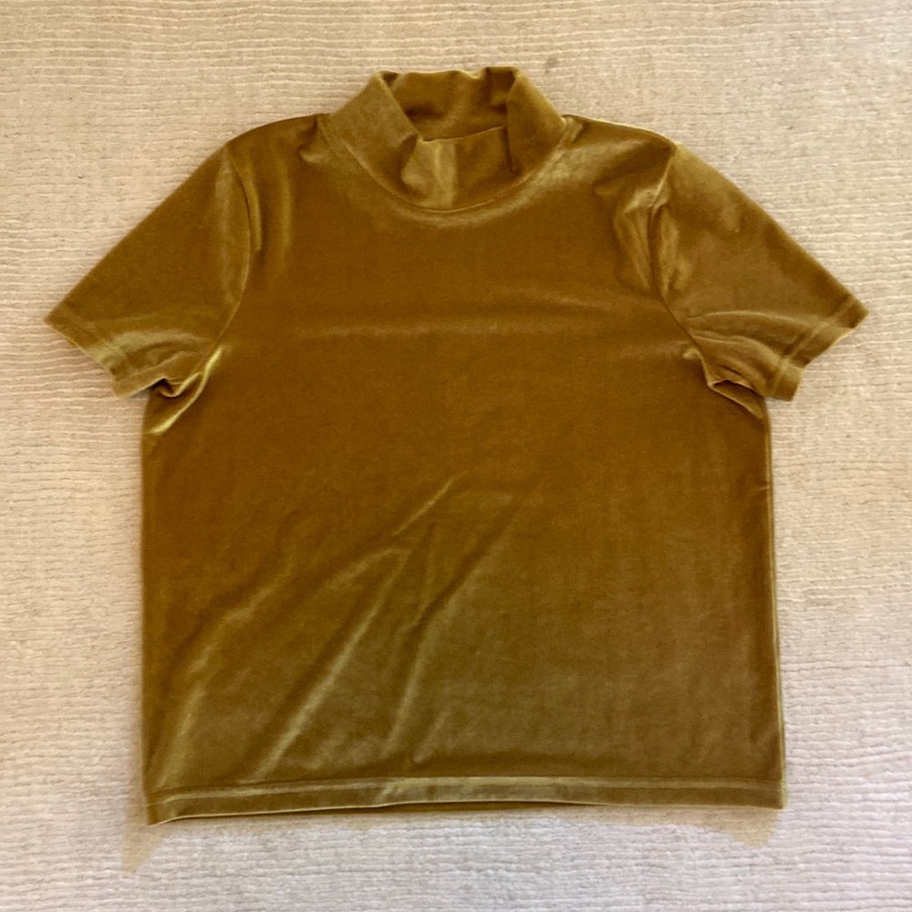 Madewell Velvet Mockneck Tee in chartreuse.
